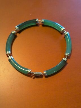 Green Jade Bracelet with 14k gold